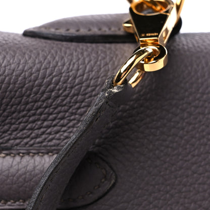 Hermes Togo Horseshoe Kelly Retourne 35 Etain Bleu Electrique 10 of 10