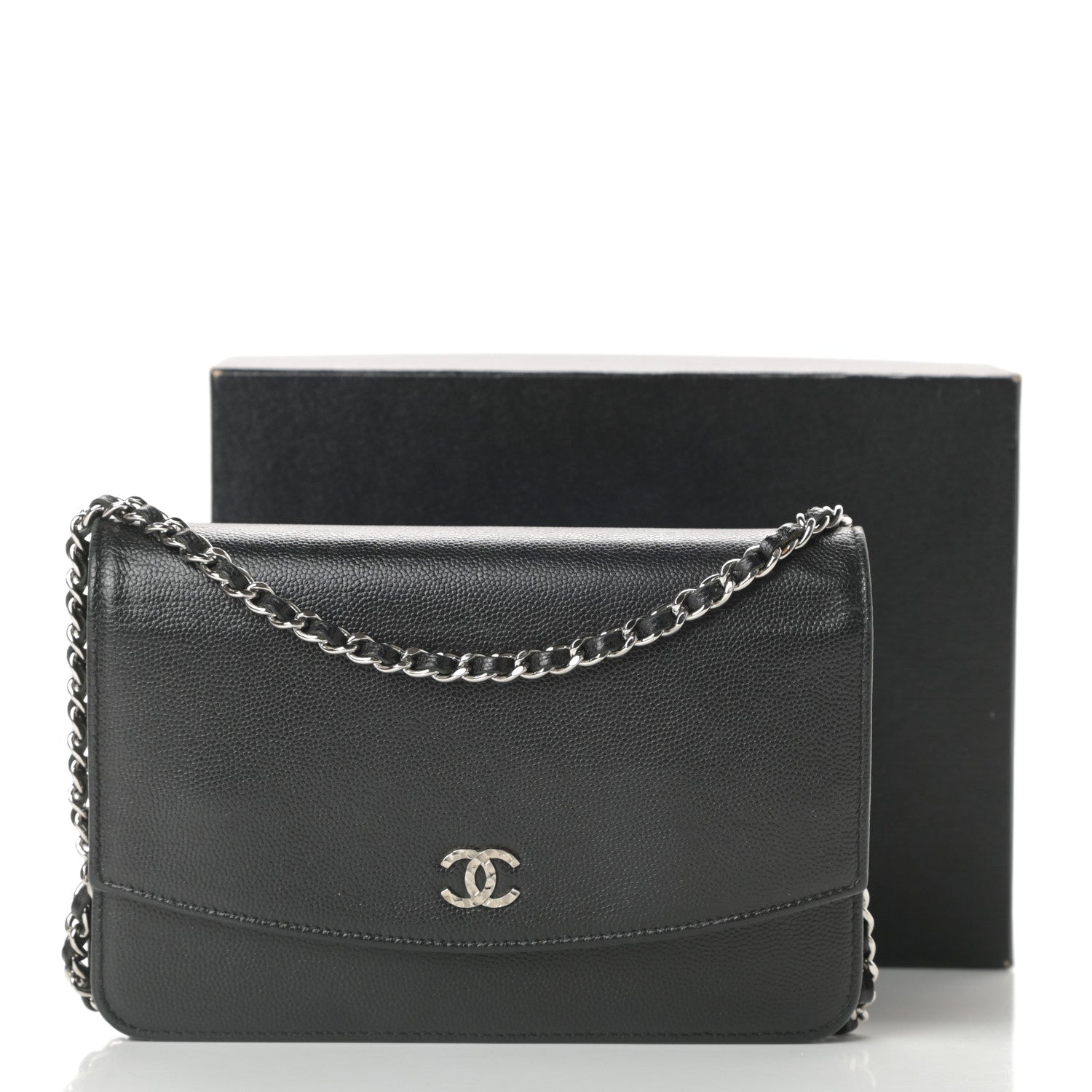 Chanel Caviar Sevruga Wallet On Chain WOC Black 14 of 14