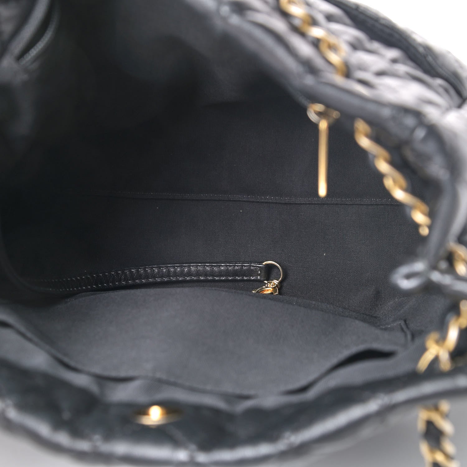 Chanel Lambskin Quilted Large Fluffy CC Shopping Tote Black 4 of 6