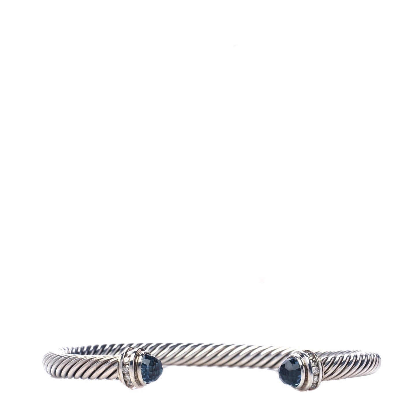 Sterling Silver Diamond Hampton Blue Topaz 5mm Cable Classics Bracelet