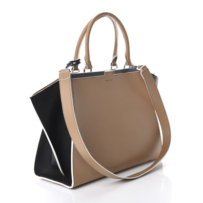 Fendi Vitello Baltico Dolce Petite 3Jours Tote Sand Black 4 of 14
