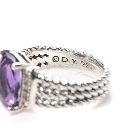 David Yurman Sterling Silver Diamond Amethyst 10mm Petite Wheaton Ring 47 4 4 of 4
