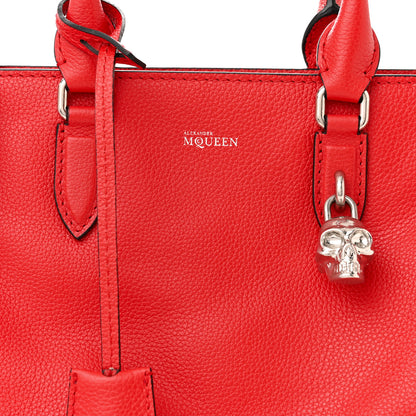 Alexander McQueen Pebbled Calfskin Small Skull Padlock Zip Around Tote Red 8 of 12