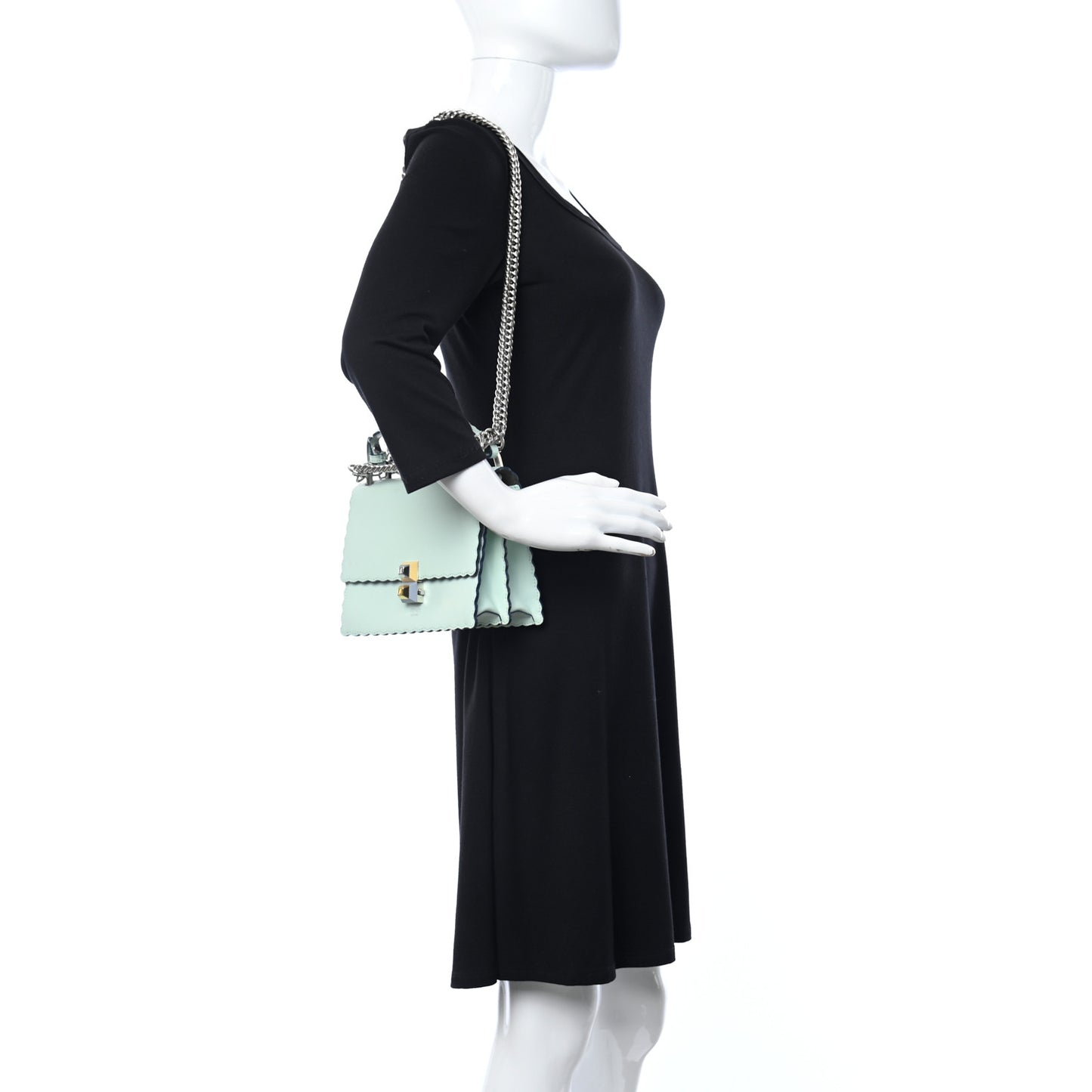 Vitello Liberty Scalloped Studded Small Kan I Shoulder Bag Fairy Green