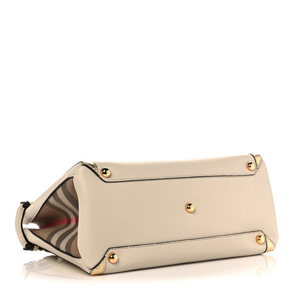 Burberry Calfskin Medium Bi-Color Banner Tote Gold White 4 of 11