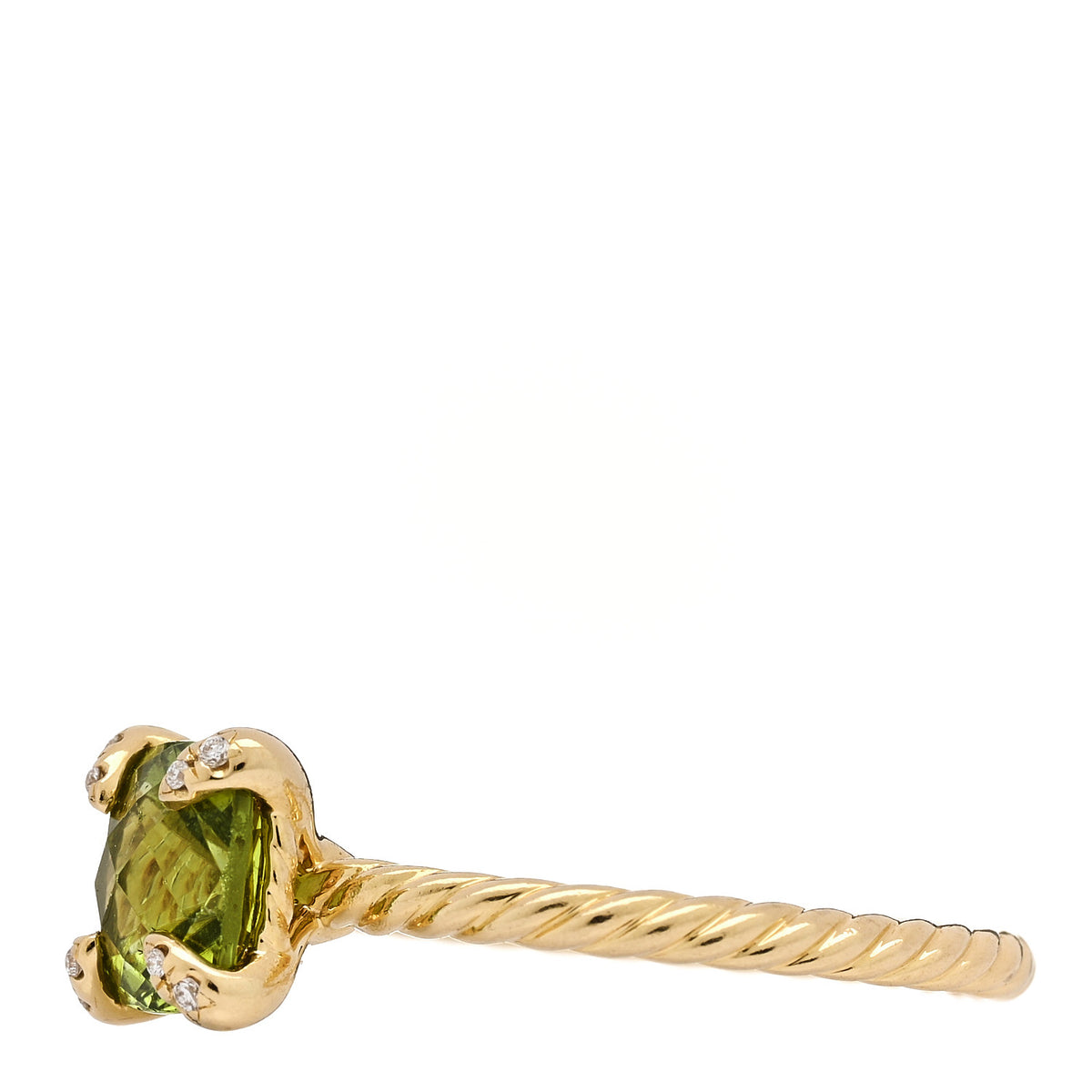 18K Yellow Gold Diamond Peridot 7mm Chatelaine Ring 54 7