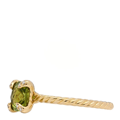 David Yurman 18K Yellow Gold Diamond Peridot 7mm Chatelaine Ring 54 7 3 of 5