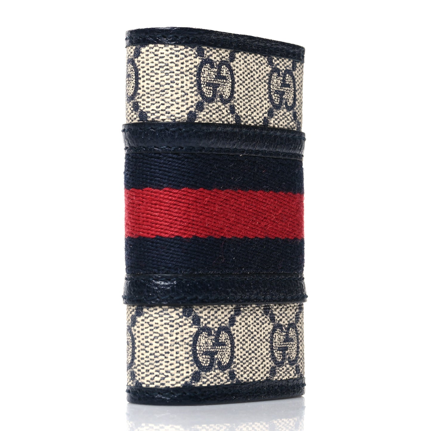 GG Supreme Monogram Web Ophidia 6 Key Holder Case Beige Blue