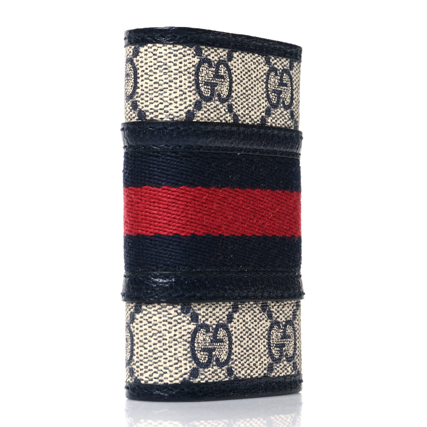 Gucci GG Supreme Monogram Web Ophidia 6 Key Holder Case Beige Blue 3 of 8