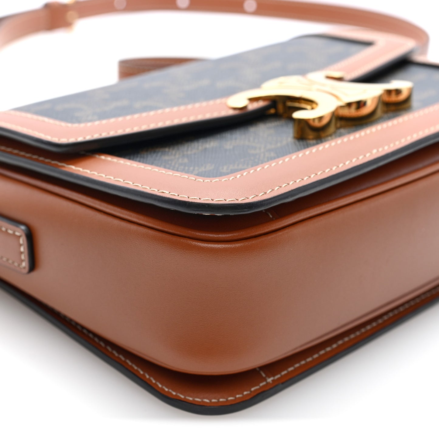 Calfskin Triomphe Canvas Teen Triomphe Bag Tan