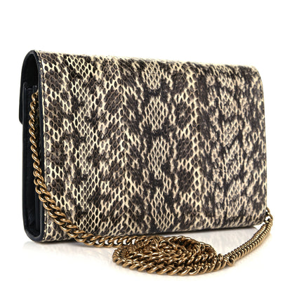 Gucci Snakeskin Pearly GG Marmont Chain Wallet Roccia 3 of 11