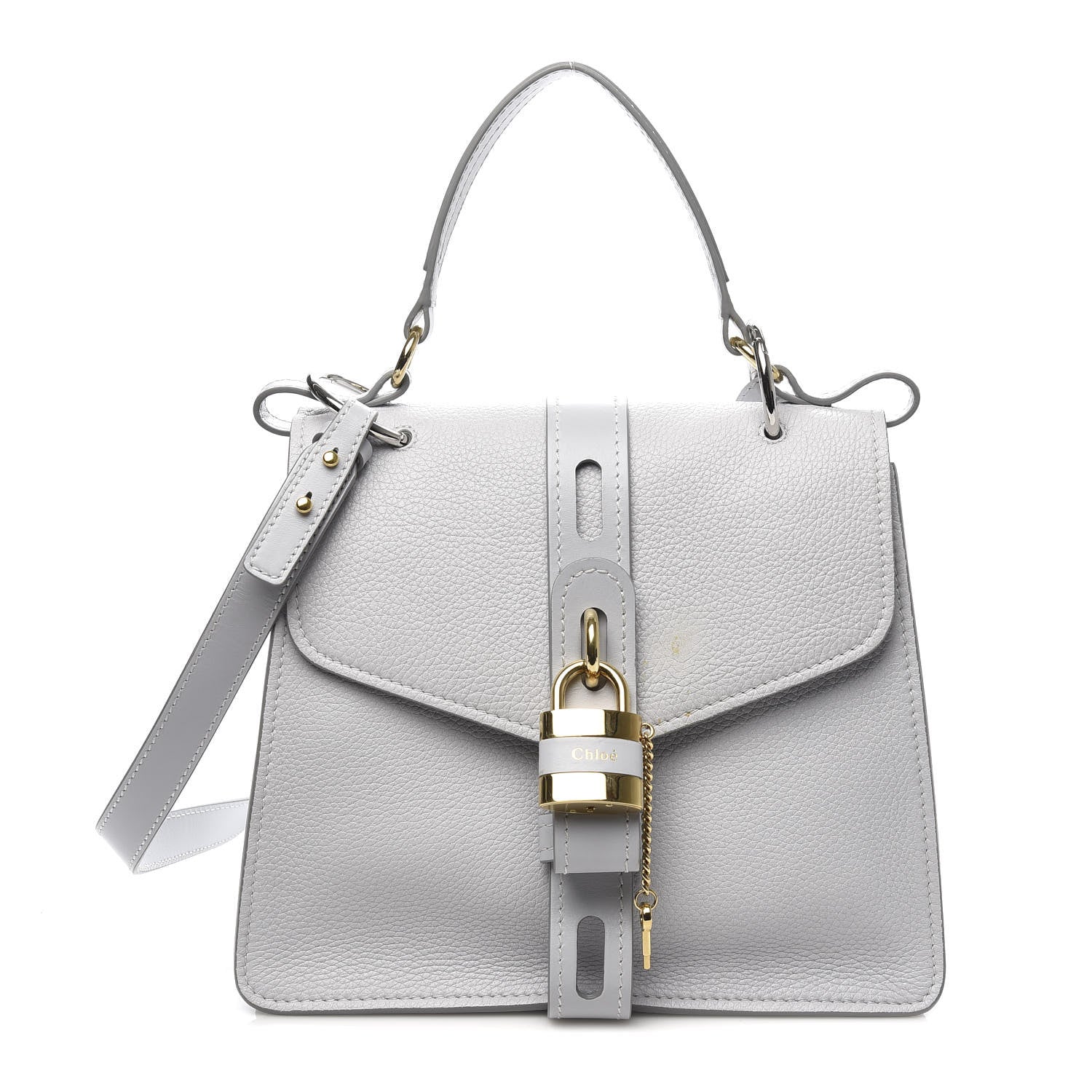 Chloe Shiny Grained Calfskin Medium Aby Day Shoulder Bag Airy Grey 1 of 10
