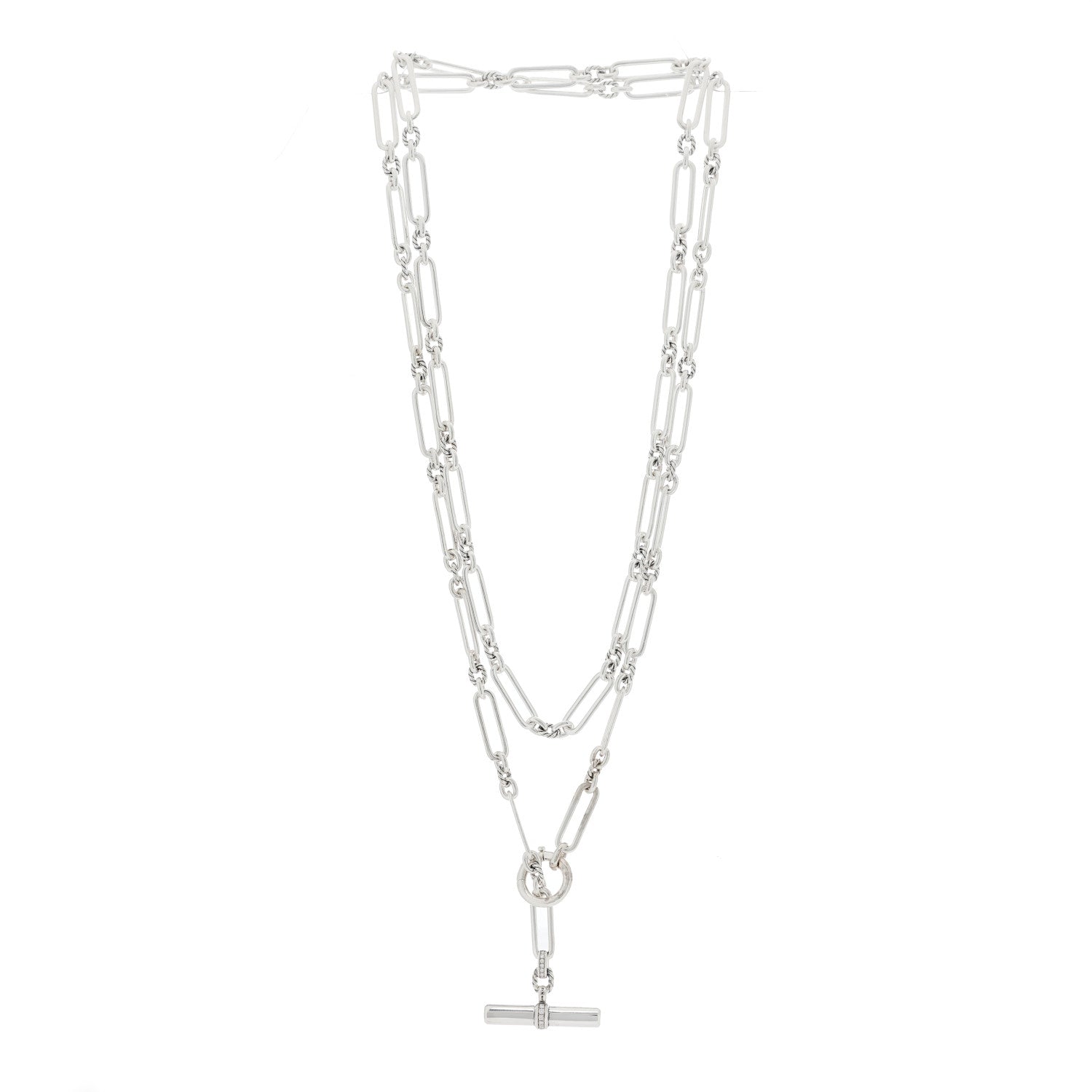 David Yurman Sterling Silver Diamond Lexington Y Chain Necklace 2 of 3