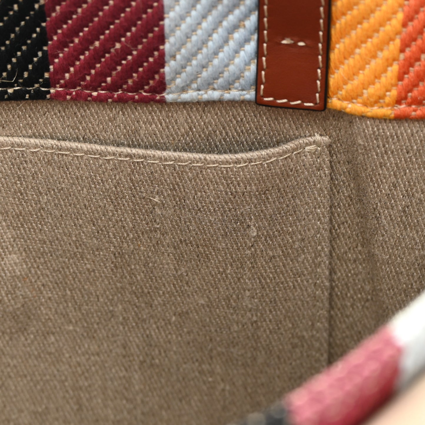 Cotton Calfskin Medium Woody Striped Tote Multicolor