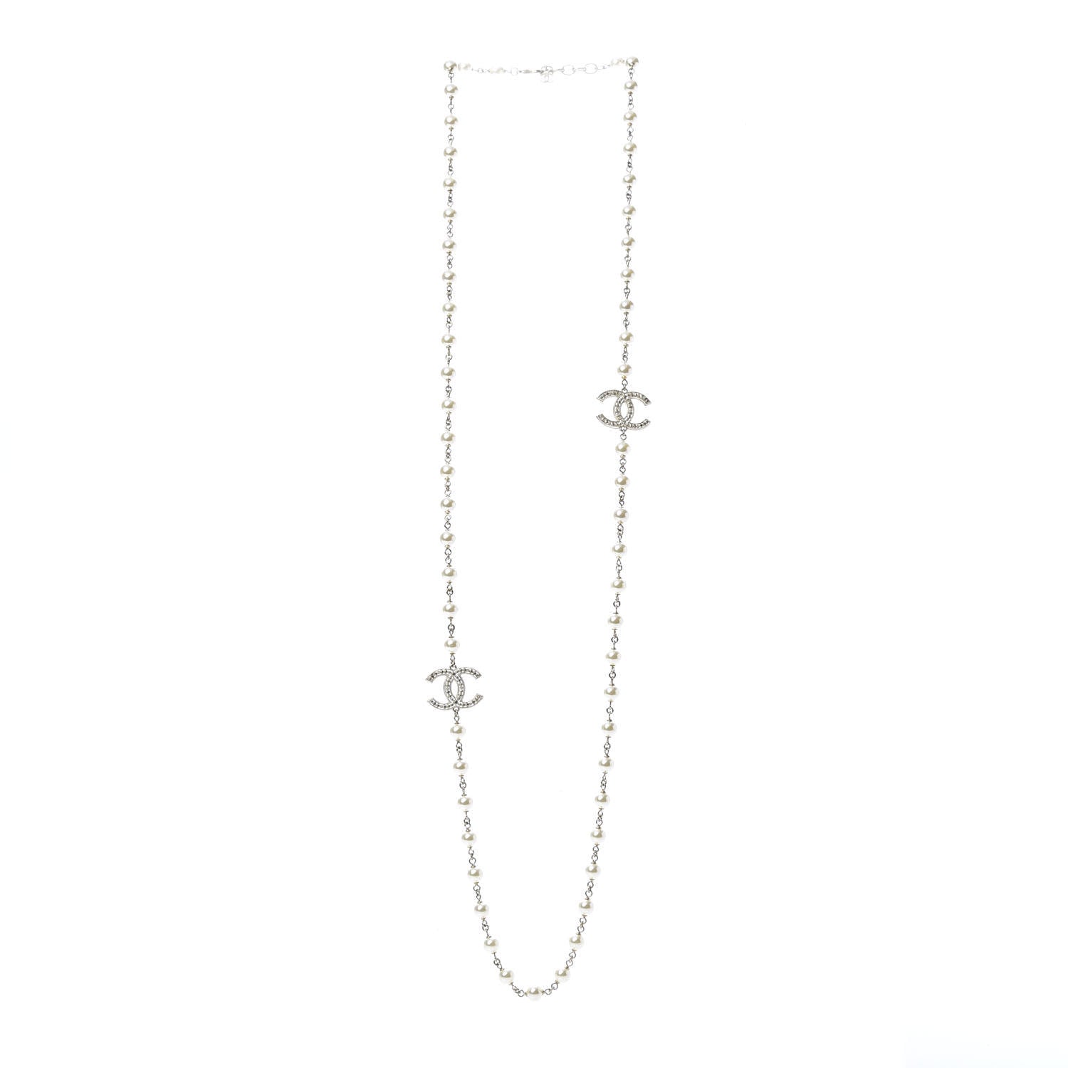Chanel Graduated Pearl CC Long Necklace Light Gold 3 of 4