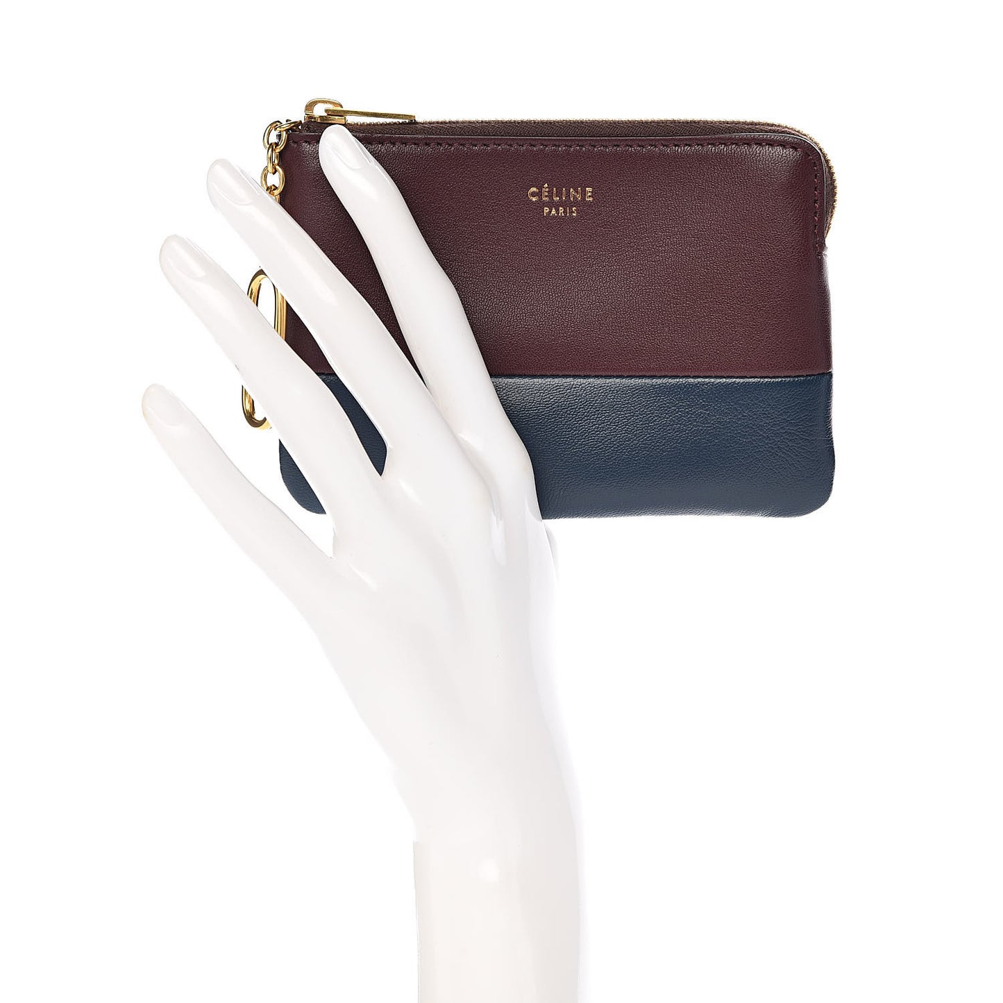 Lambskin Bi-Color Solo Coin Card Case Wine Abyss Blue