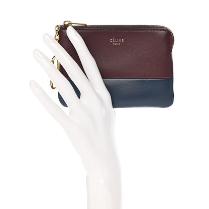 Celine Lambskin Bi-Color Solo Coin Card Case Wine Abyss Blue 2 of 8
