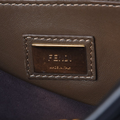Fendi Vitello Seta Century Nappa Medium Peekaboo Iconic Defender Satchel Black Fragola Maya 10 of 12