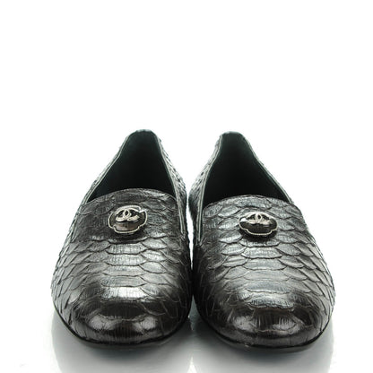 Chanel Python CC Mocassin Loafers 36.5 Dark Grey 2 of 8
