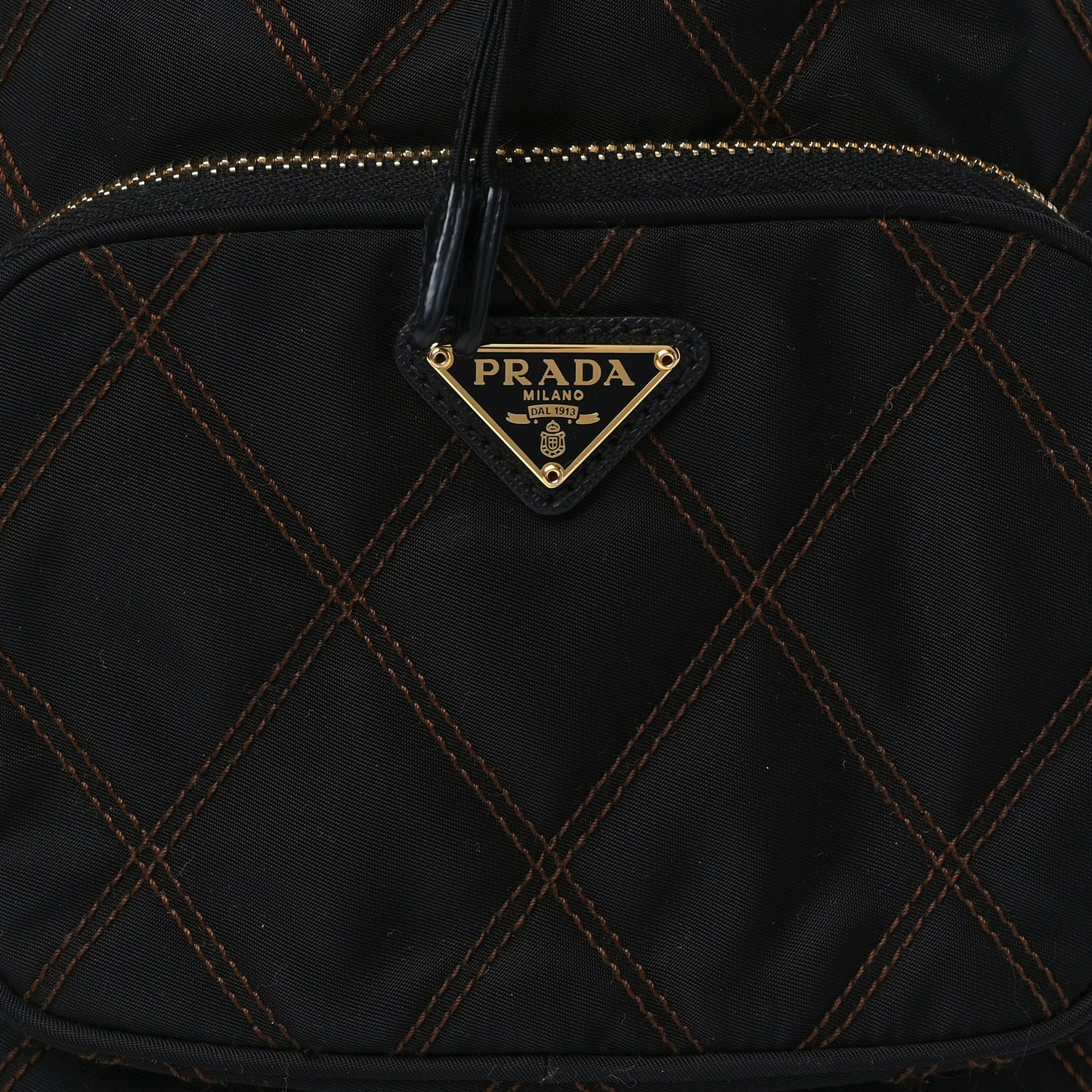 Saffiano Tessuto Nylon Impunturato Quilted Mini Bucket Crossbody Bag Black