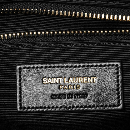 Saint Laurent Grain De Poudre Matelasse Chevron Large Monogram Satchel Black 7 of 7