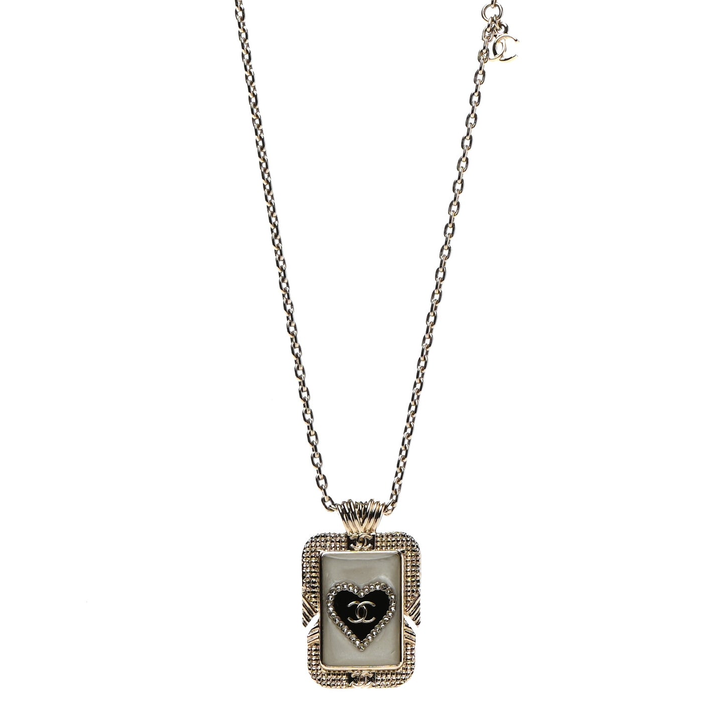 Metal Resin Enamel Crystal CC Necklace Gold Black White