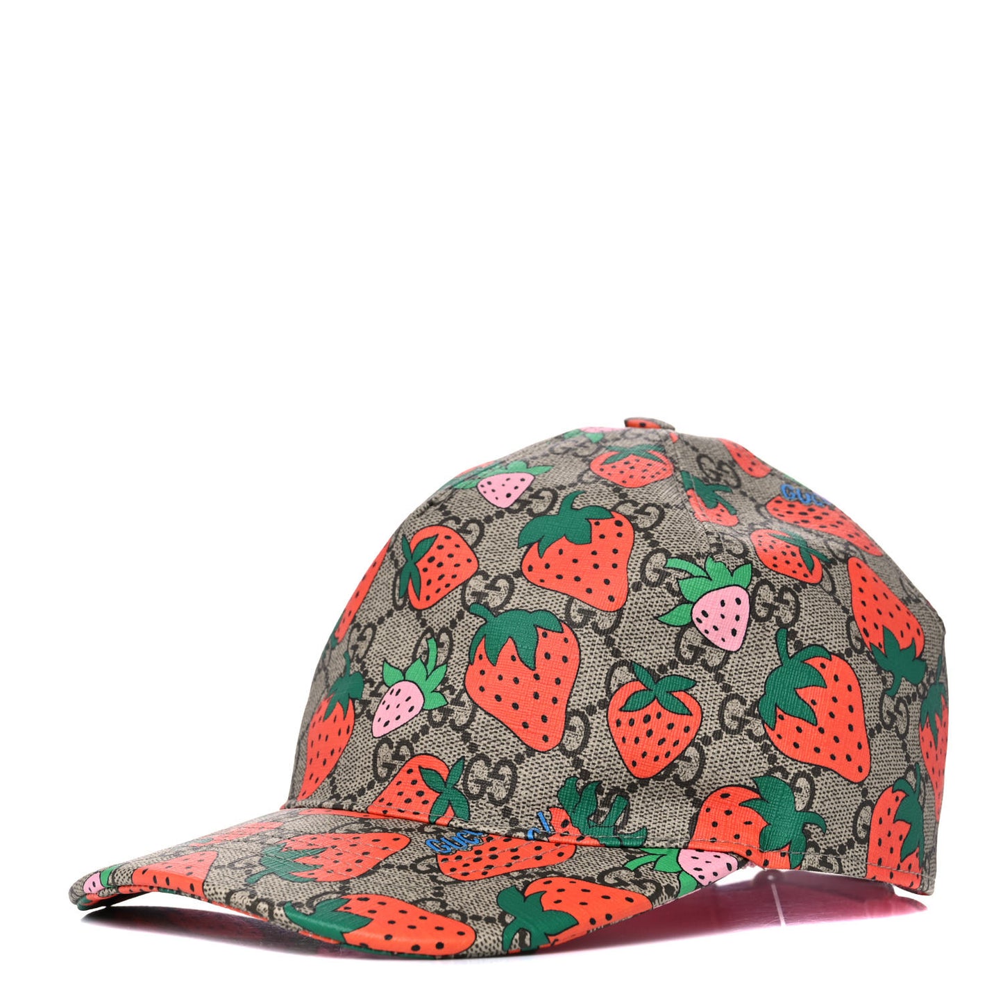 GG Supreme Monogram Strawberry Baseball Hat XL Beige