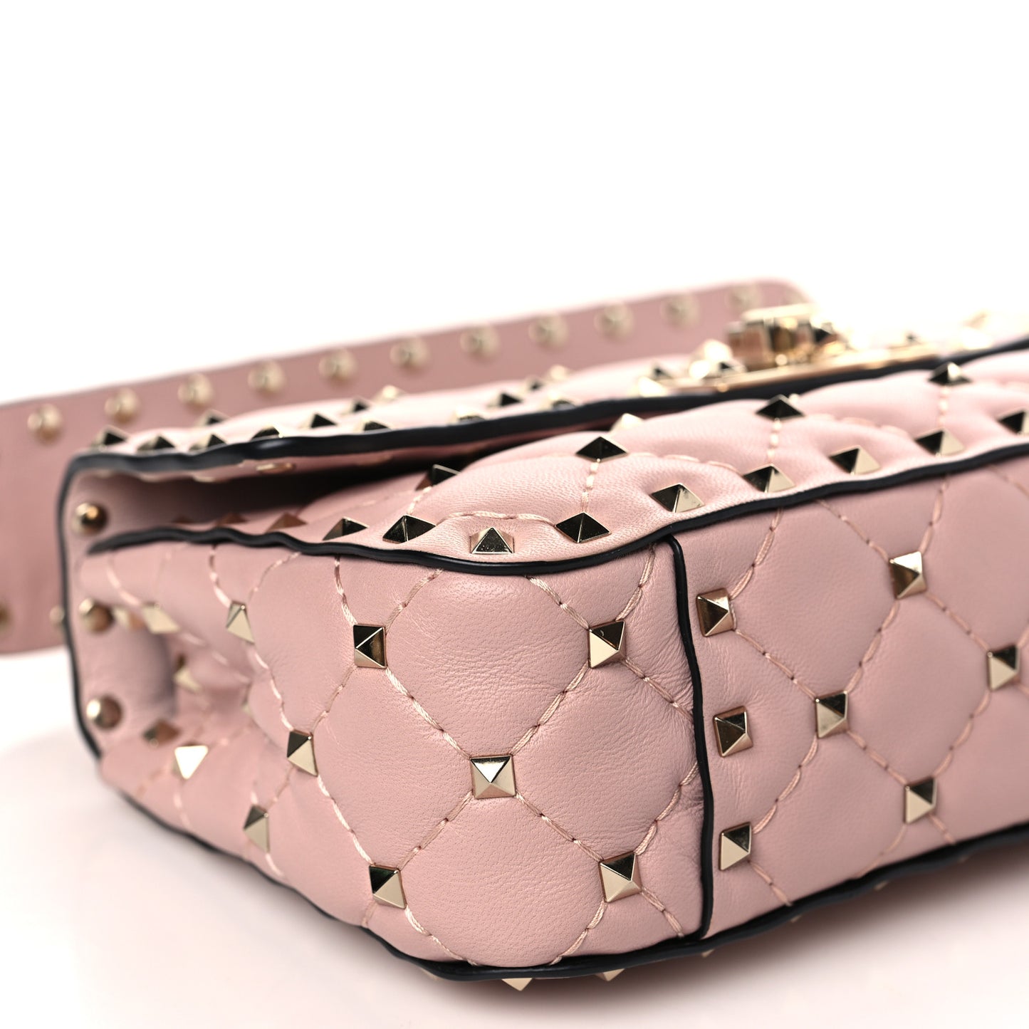 Nappa Small Rockstud Spike Shoulder Bag Water Rose