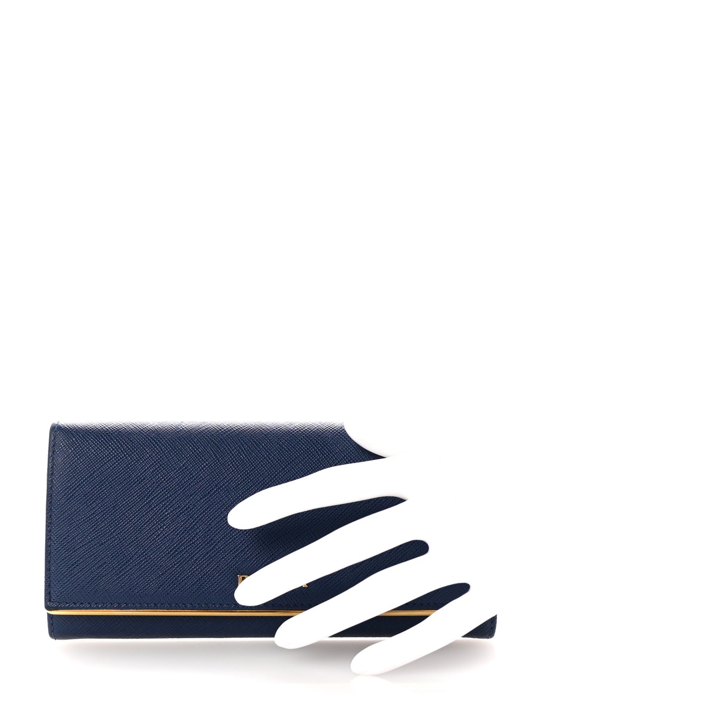 Saffiano Metal Bar Continental Flap Wallet Bluette