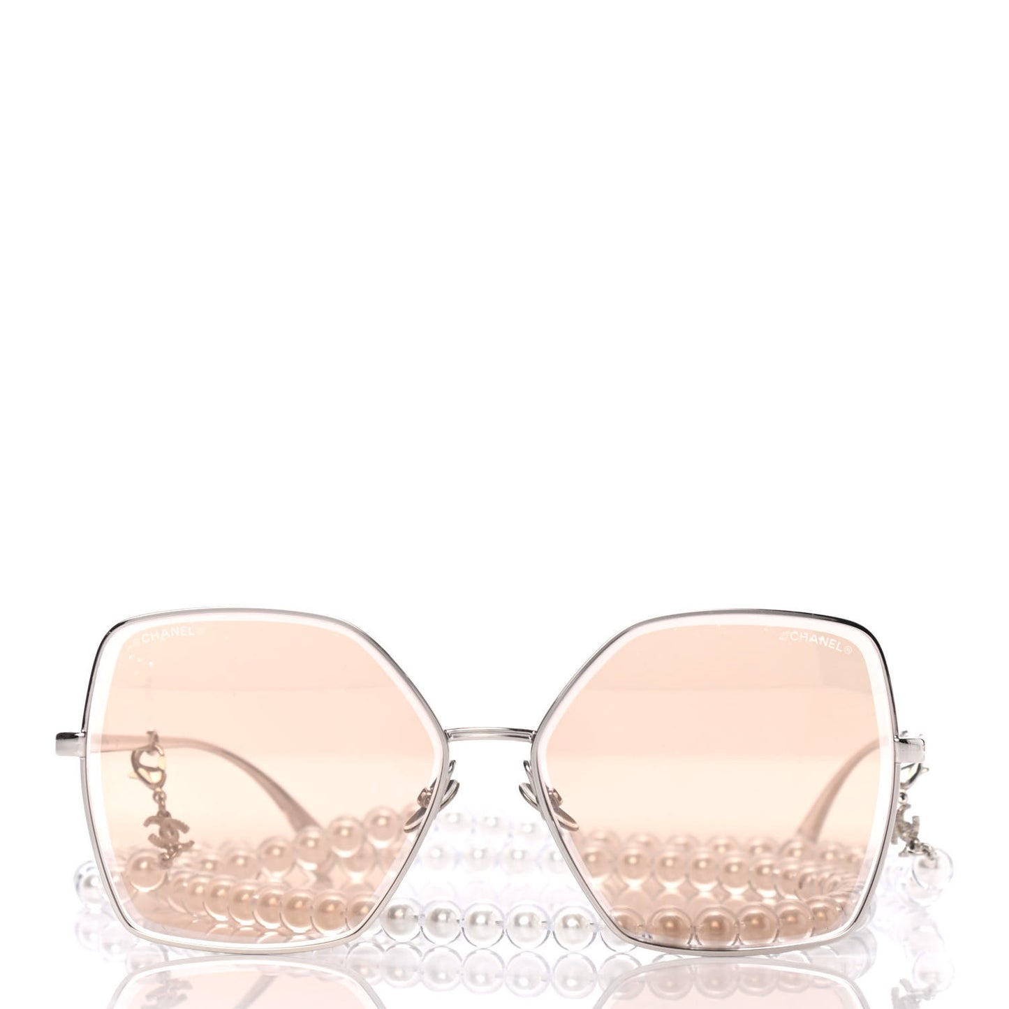 Butterfly Removable Pearl Chain Sunglasses 4262 Brown