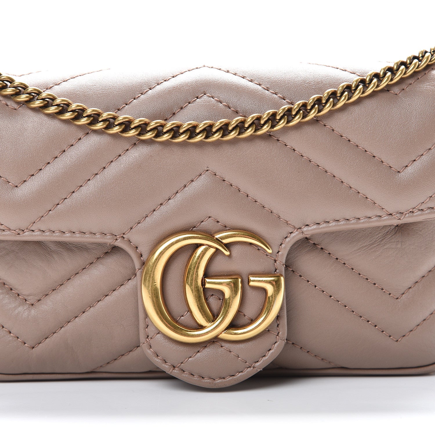 Gucci Calfskin Matelasse Super Mini GG Marmont Shoulder Bag Porcelain Rose 7 of 11