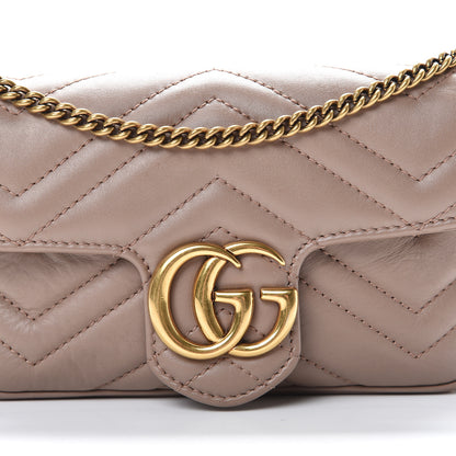 Gucci Calfskin Matelasse Super Mini GG Marmont Shoulder Bag Porcelain Rose 7 of 11
