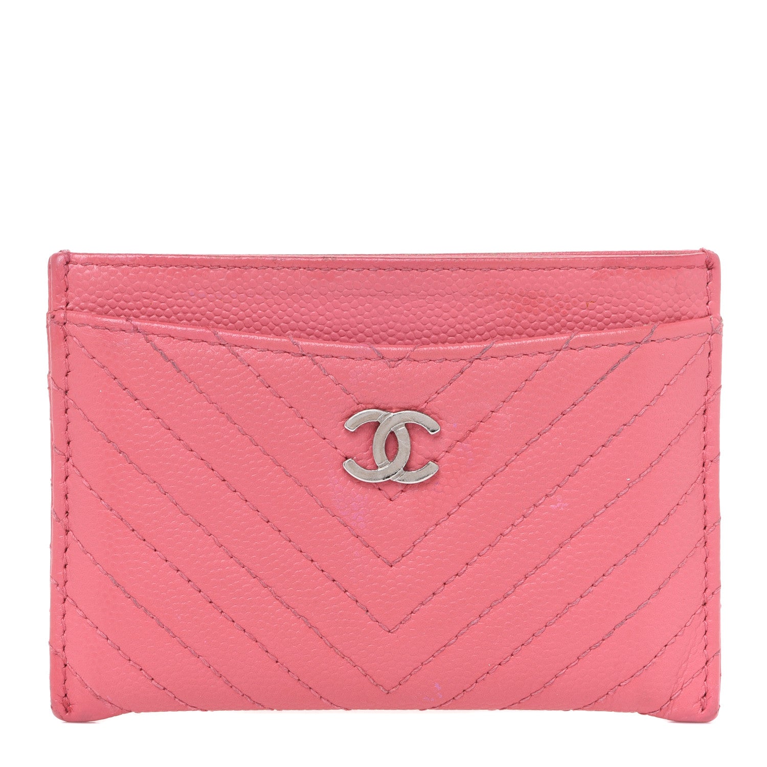 Chanel Caviar Chevron Quilted Card Holder Pink 1 of 16