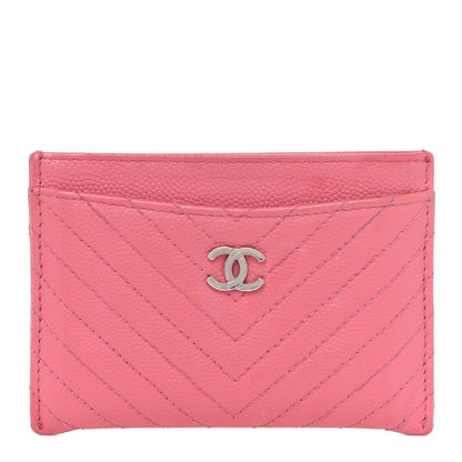 Chanel Caviar Chevron Quilted Card Holder Pink 1 of 16