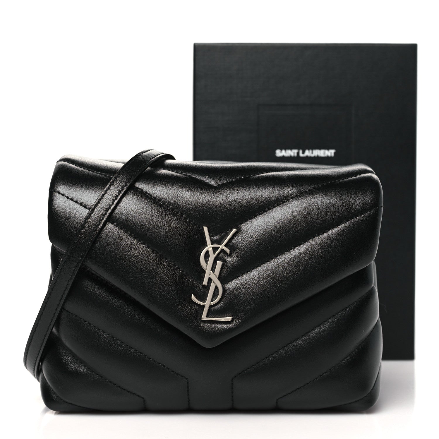 Saint Laurent Calfskin Y Quilted Monogram Toy Loulou Crossbody Bag Black 11 of 11