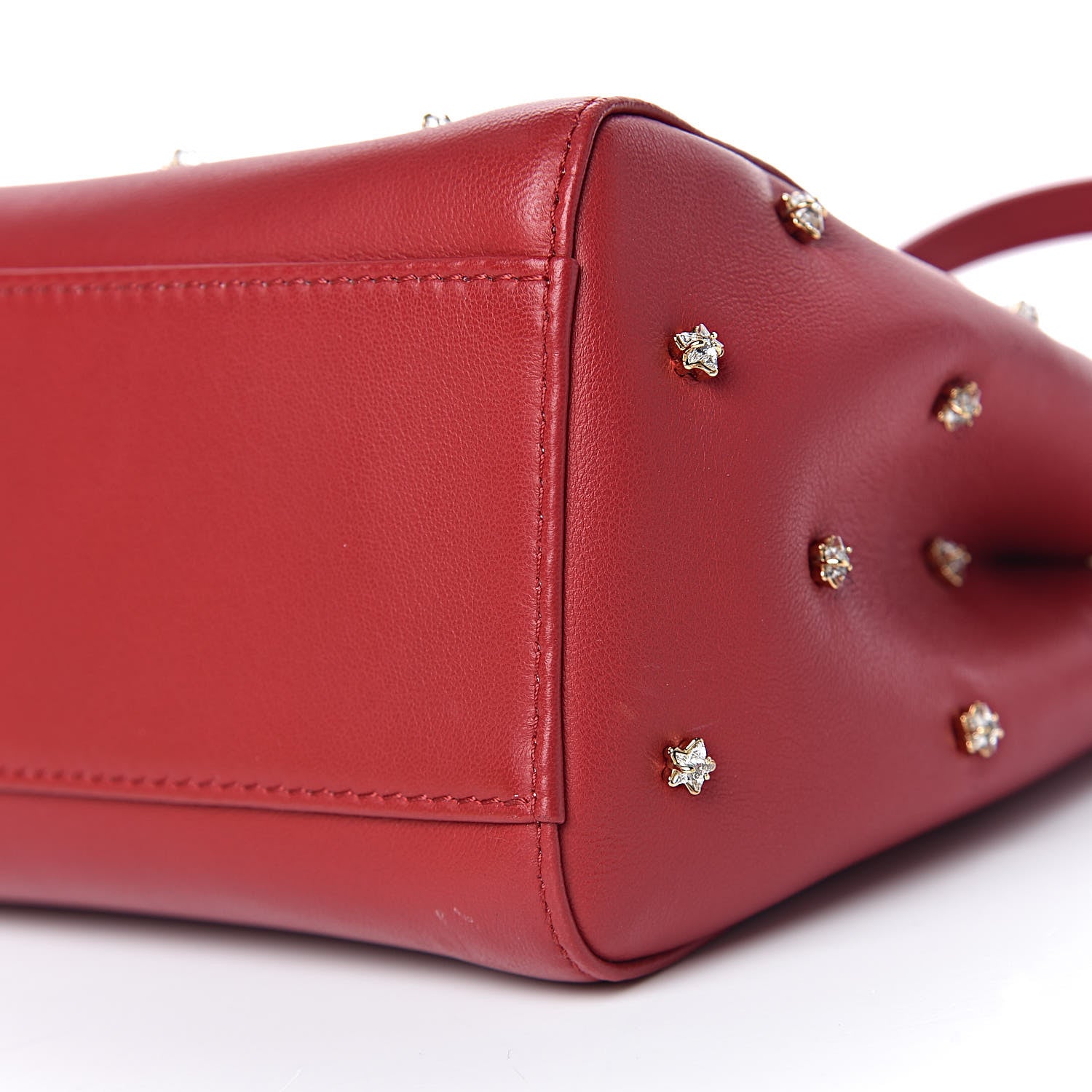 Fendi Nappa Crystal Stars Studded XS Peekaboo Iconic Satchel Fragola 8 of 10