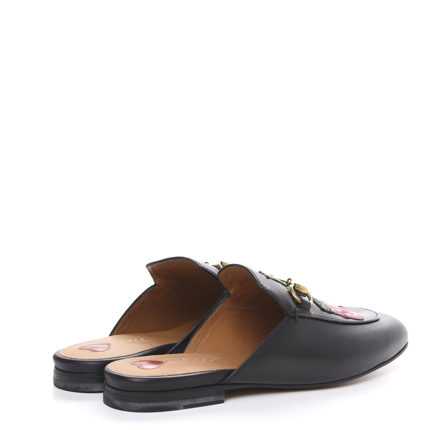 Gucci Calfskin Flower Embroidered Princetown Slippers 36 Black 4 of 9