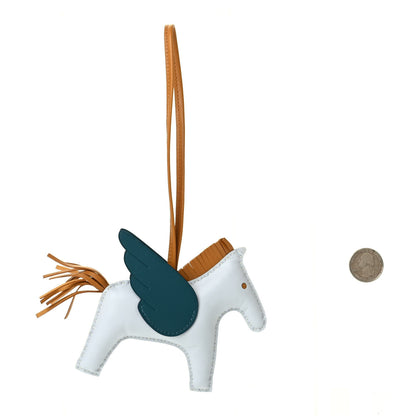 Hermes Milo Lambskin Grigri Rodeo Pegase Horse Bag Charm MM Bleu Brume Sesame Vert Bosphore 2 of 5