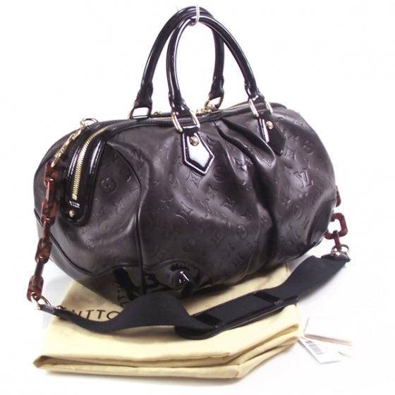 Cuir Patent Embossed Monogram Stephen Bag Grey