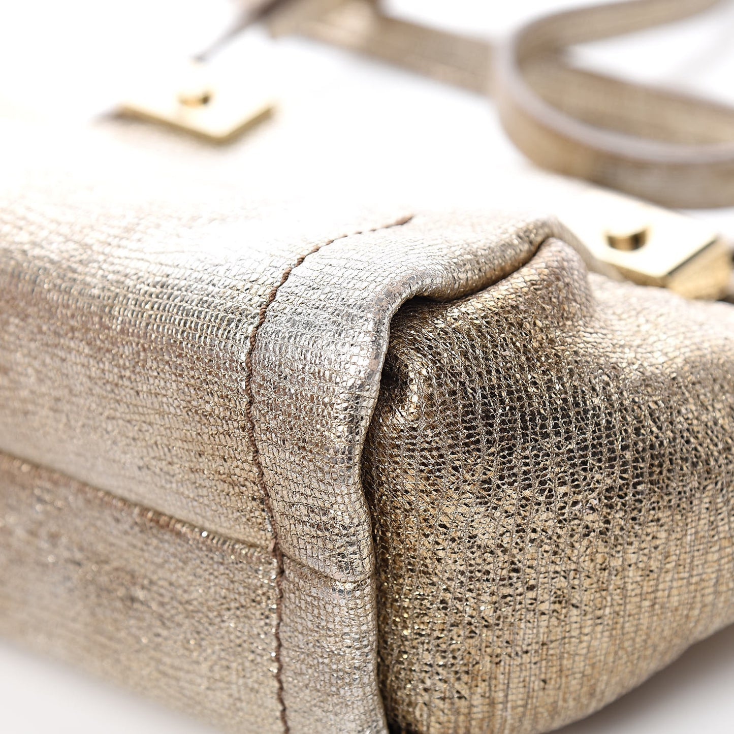 Metallic Trilogy Bowling Mini Crossbody Gold