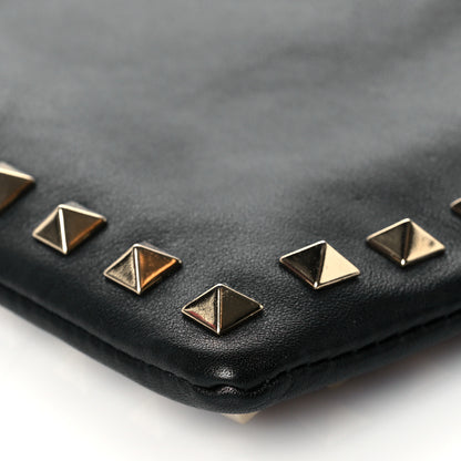 Valentino Garavani Vitello Large Rockstud Zip Wristlet Pouch Black 10 of 10