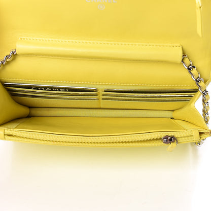 Chanel Patent Quilted Wallet On Chain WOC Yellow 5 of 20