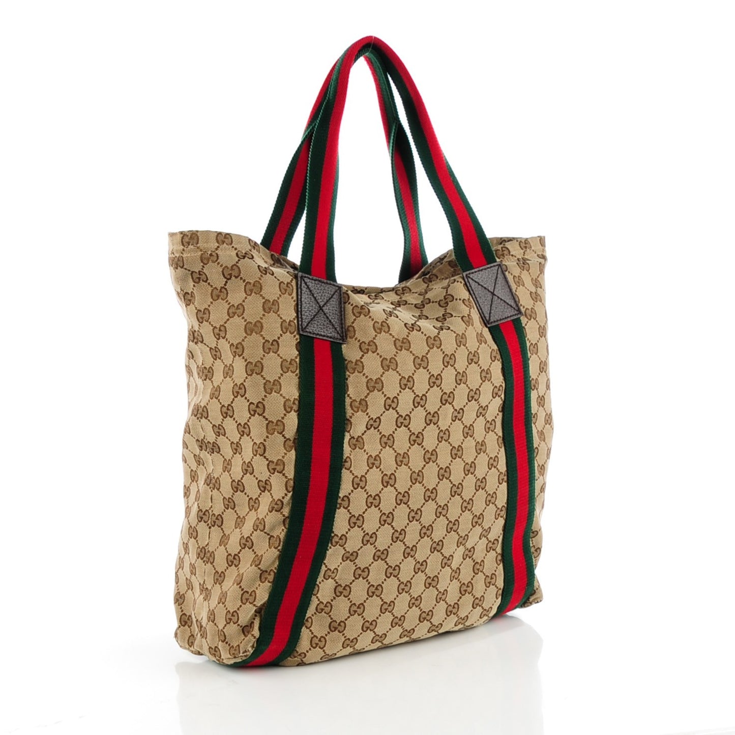 GG Monogram Medium Web Handle Vertical Tote Dark Brown
