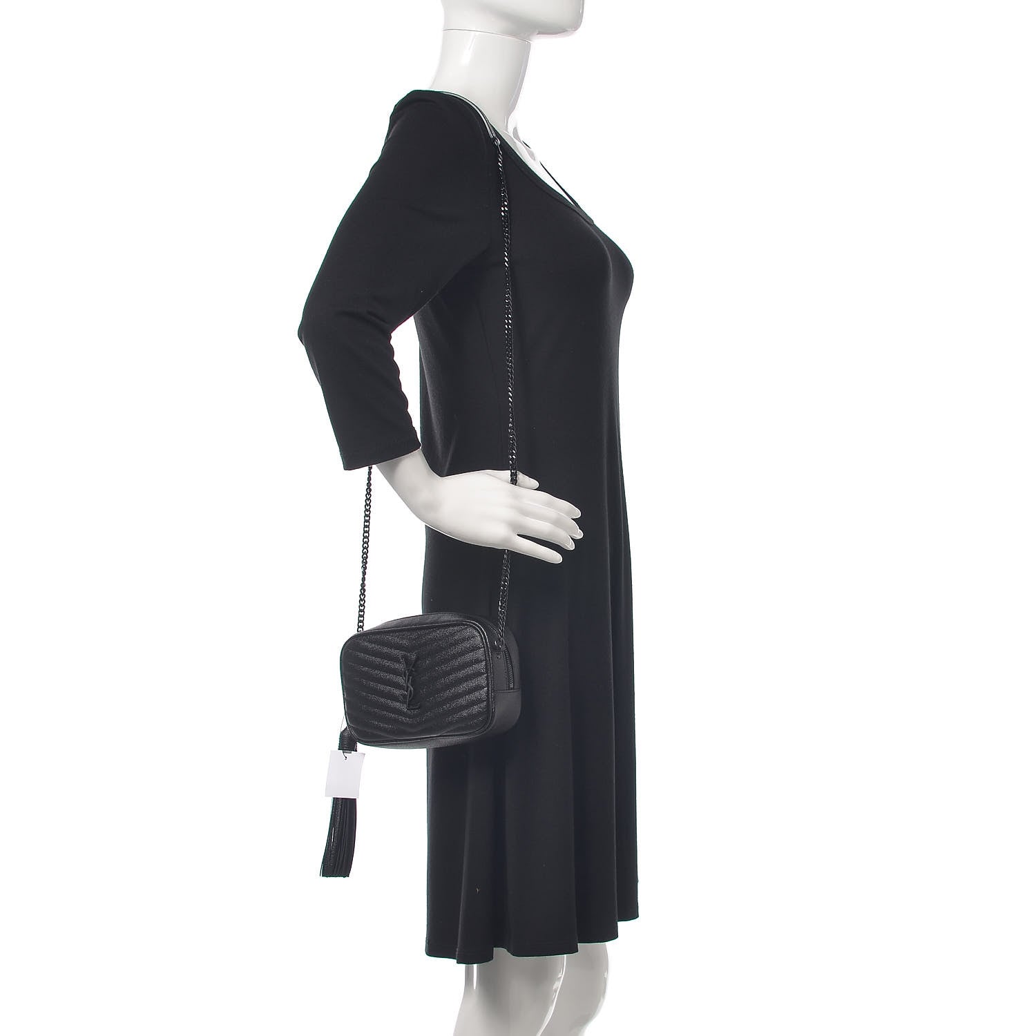 Saint Laurent Grain De Poudre Matelasse Monogram Mini Lou Camera Bag Black 2 of 11