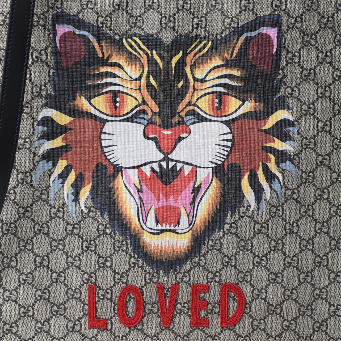 GG Supreme Monogram Angry Cat Vertical Tote