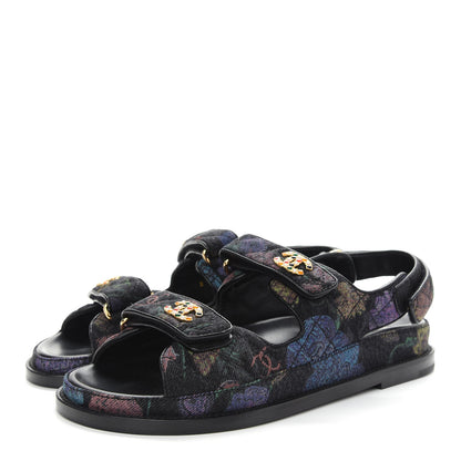 Chanel Denim Quilted Dad Sandals 38 Black Multicolor 3 of 8