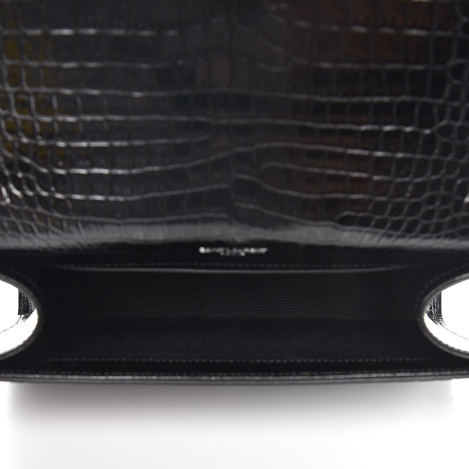 Saint Laurent Calfskin Crocodile Embossed Medium Classic Monogram Kate Tassel Satchel Black 5 of 7