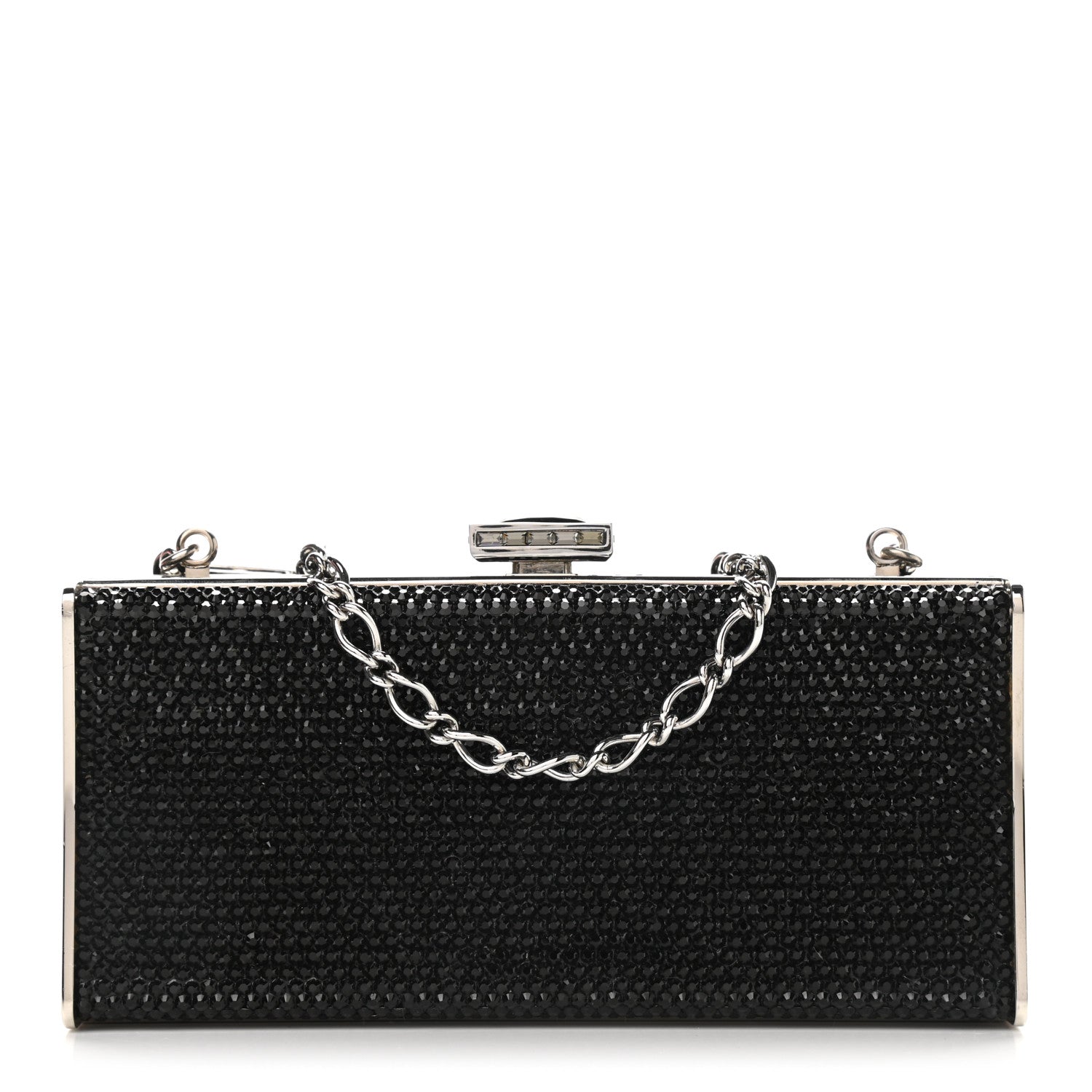 Judith Leiber Swarovski Crystal Minaudiere Clutch Black 1 of 10