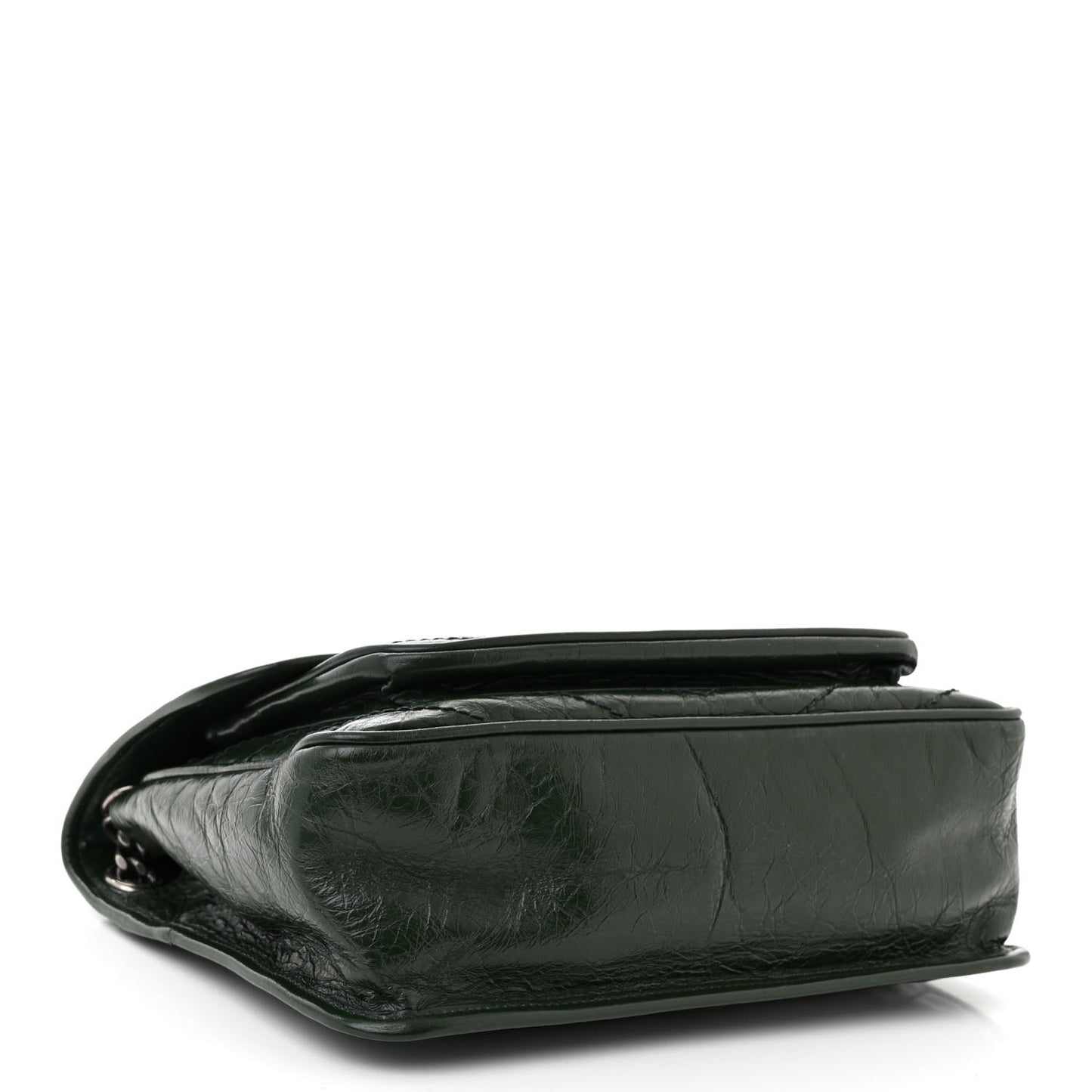 Crinkled Calfskin Matelasse Monogram Medium Niki Chain Satchel Military Olive