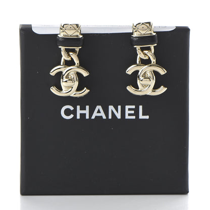 Chanel Lambskin CC Turnlock Drop Earrings Gold Black 5 of 5